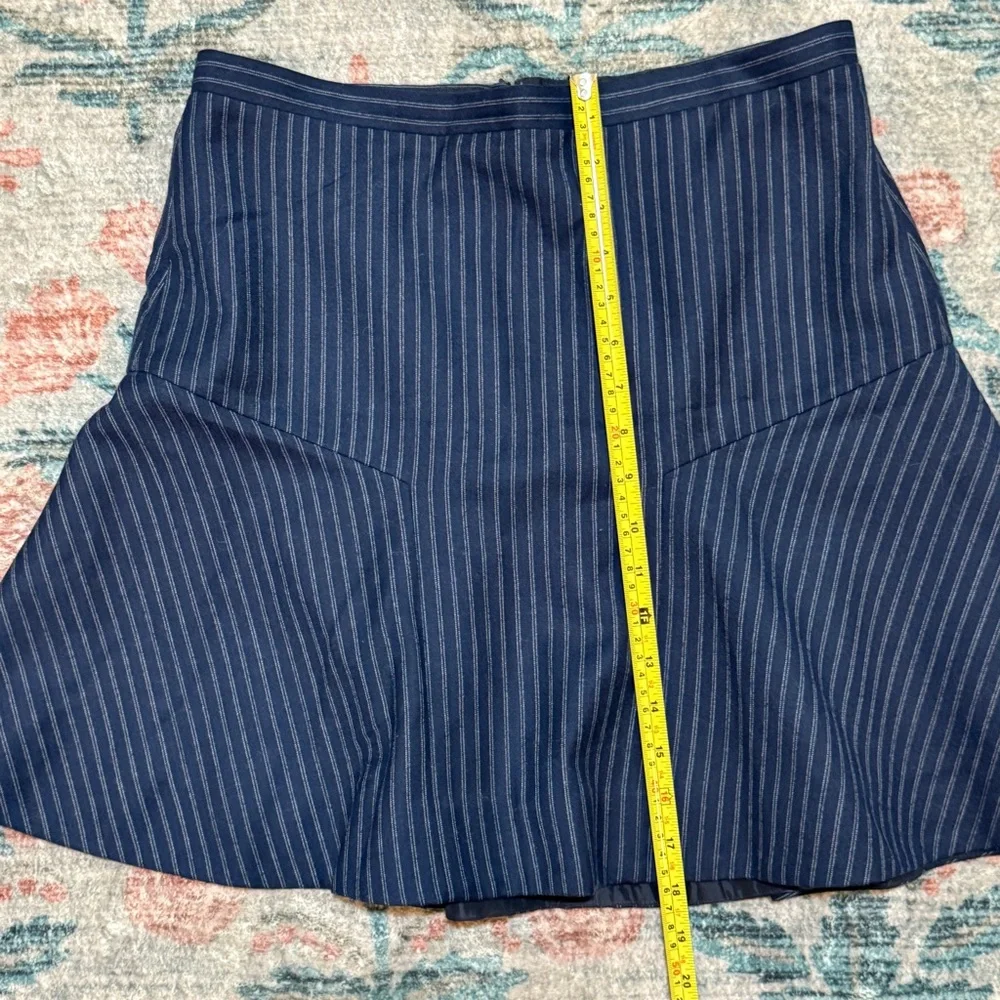J. Crew Navy Pin Striped A-Line Flounce Skirt NWOT Size 6